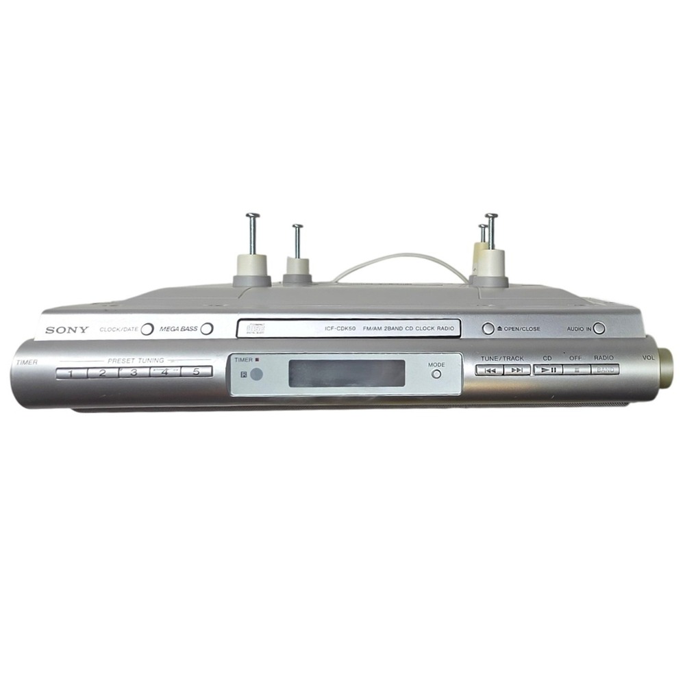 Sony ICF-CDK50 Under Cabinet Kitchen CD Clock Radio Silver Parts Only